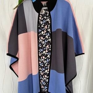 Anne Klein Black and Pink Knit Cape and Coordinated Blouse Set